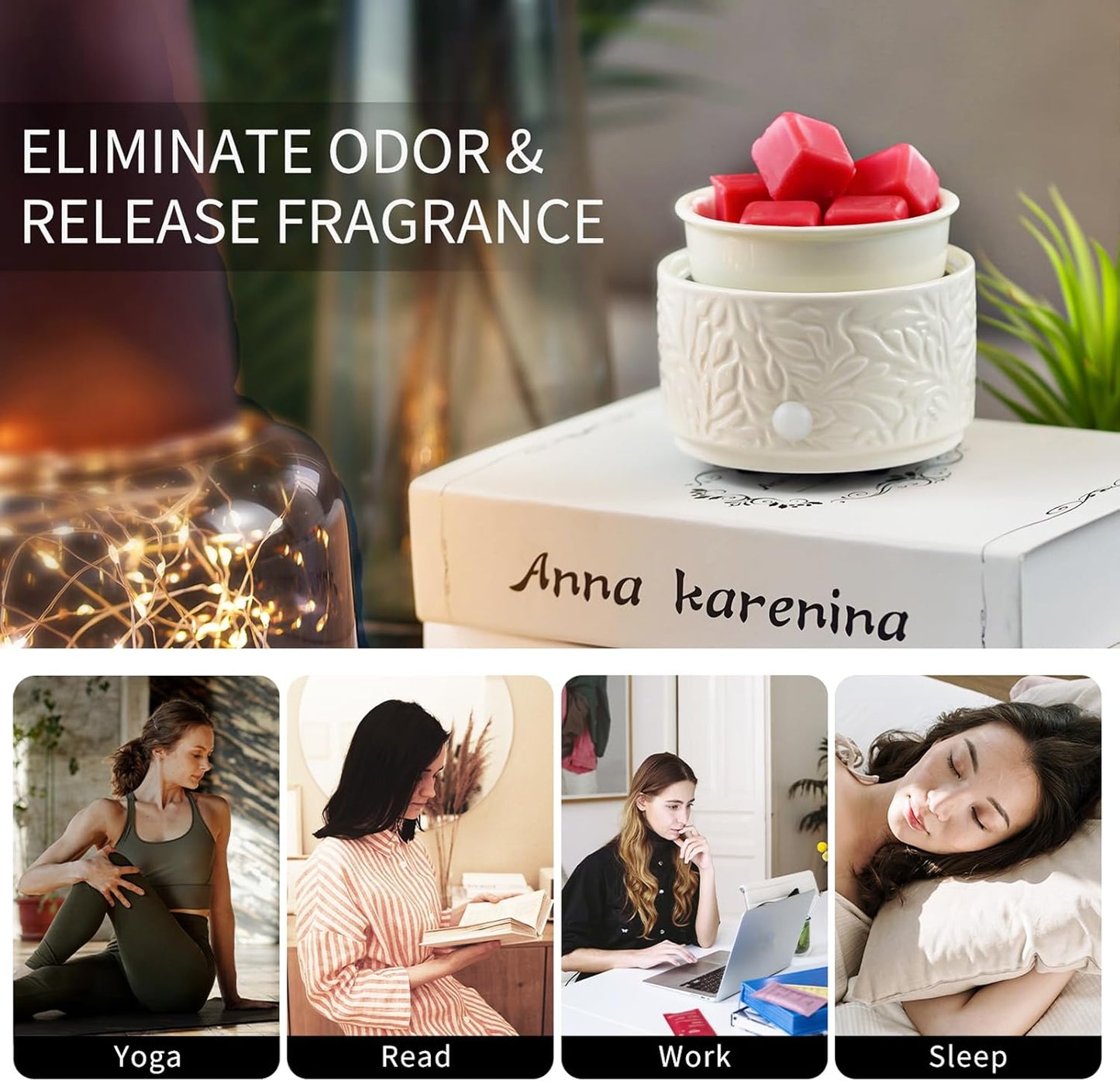 Ceramic 3-in-1 Wax Warmer | Candle & Essential Oil Electric Melter | Home Fragrance & Aromatherap